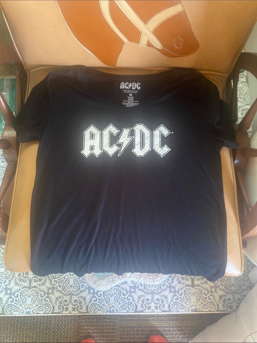 AC/DC Black Short Sleeve Tee with White Logo